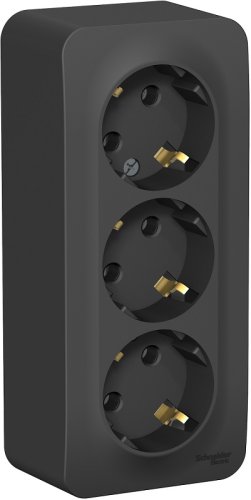 Розетка с заземлением накладная Systeme Electric Blanca 3-м. антрацит картинка